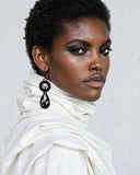 DG Black Crystal Drop Hoop Earrings