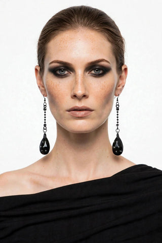 Large Black Crystal Dangle Earring
