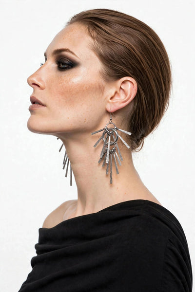 DG Silver spine chandelier earrings