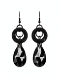DG Black Crystal Drop Hoop Earrings