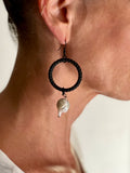 Black Loop Pearl Earring