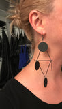 Black Mobile Disc Chandelier Earrings