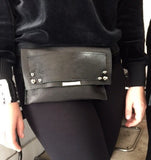 David Galan Black Leather waiste bag