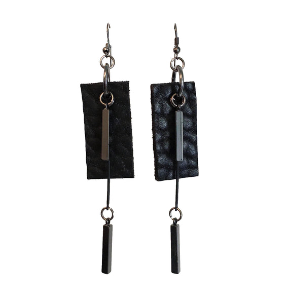 Leather Squared Drop Earrings