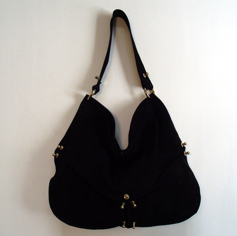David Galan Newt Black and Gold Hobo Bag