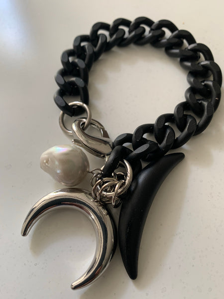 Pearl crescent bracelet